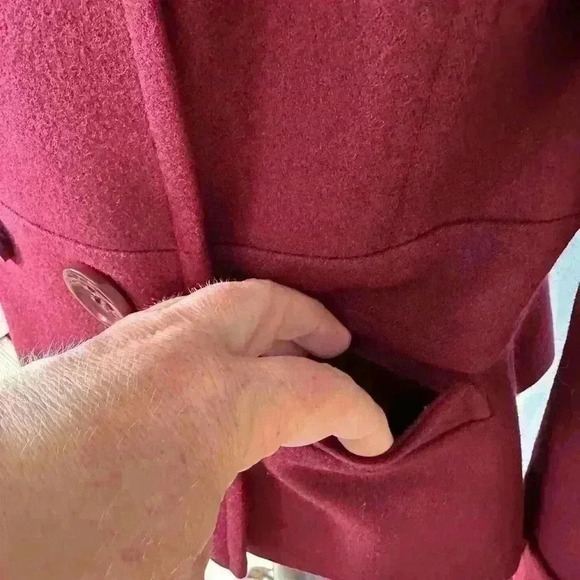 Halogen Wool Blend Pea Coat. Womens Size Large. Deep Mauve Color. Thick. Lined. - Picture 6 of 9